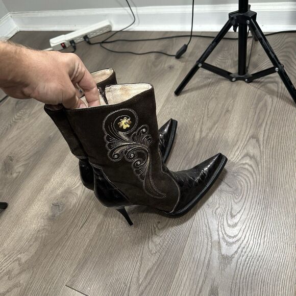 New Jugo Ladies Boots Botas Mexico Leather Snakeskin Suede Pointed Toe Heel 8.5 - Picture 4 of 7